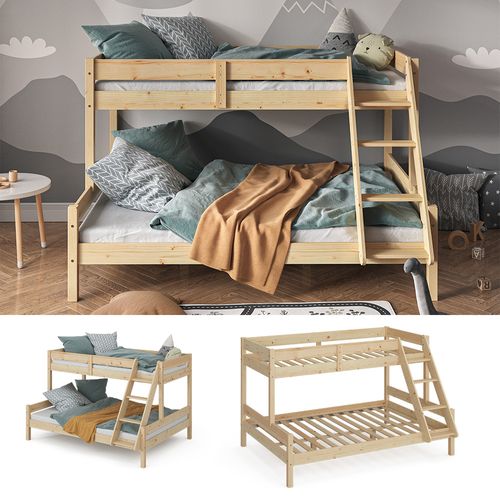 Lit Superposé Everest 39544 Naturel Bois 140x200 / 90x200 Cm