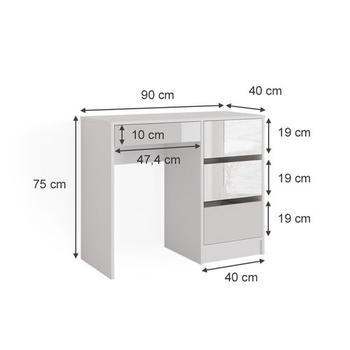 Coiffeuse Sherry 38798 Blanc 90cm Sans Miroir