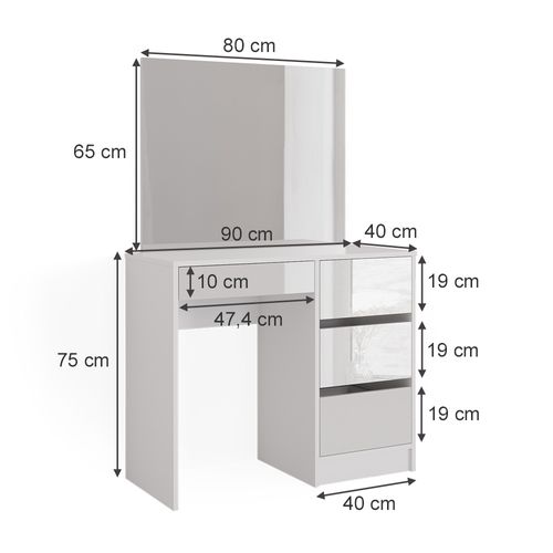 Coiffeuse Sherry 39576 Blanc 90cm