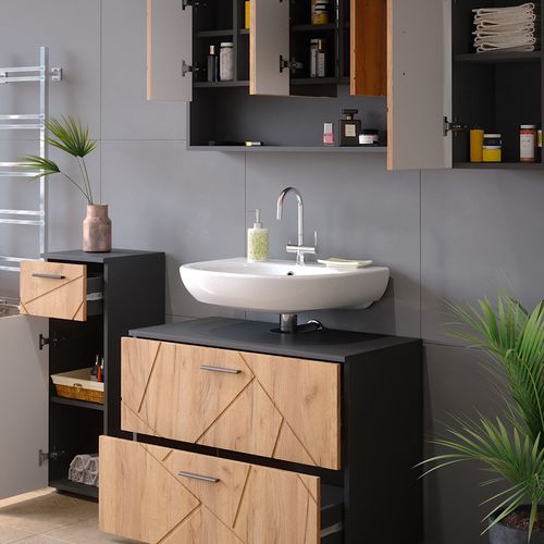 Meubles Bain Irma 39596 Chêne Doré/anthracite 4 Parties