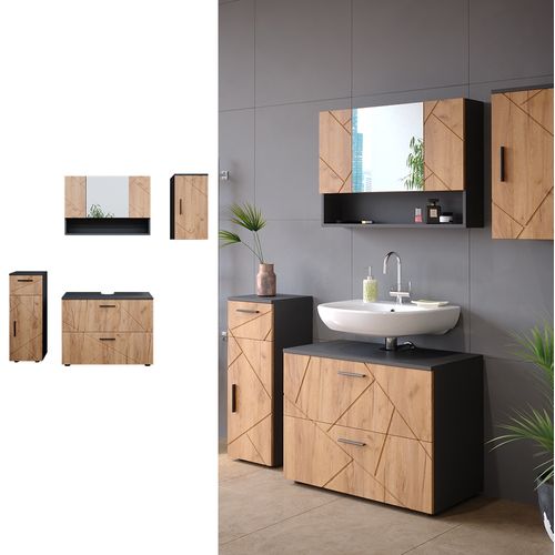 Meubles Bain Irma 39596 Chêne Doré/anthracite 4 Parties