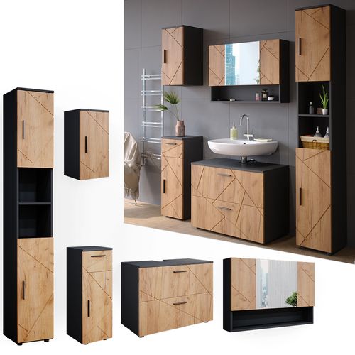 Meubles Bain Irma 39598 Chêne Doré/anthracite 5 Pièces