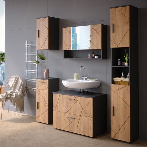 Meubles Bain Irma 39598 Chêne Doré/anthracite 5 Pièces