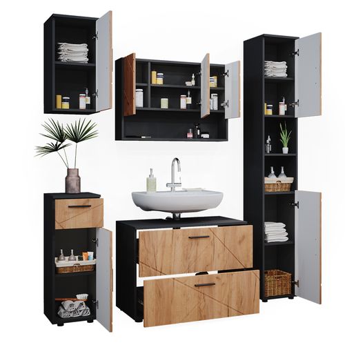 Meubles Bain Irma 39598 Chêne Doré/anthracite 5 Pièces