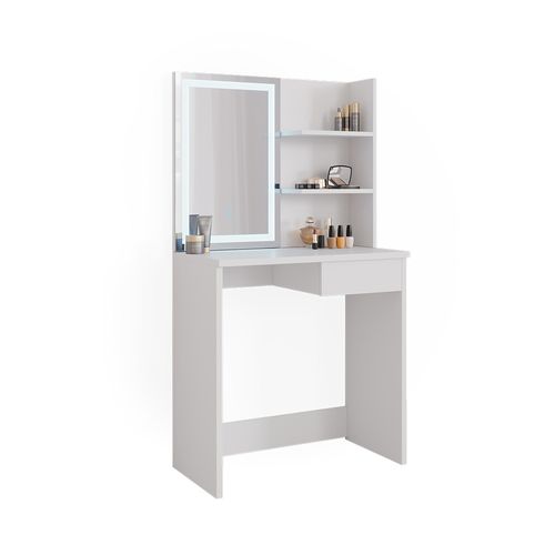Coiffeuse Dekos 39548 Blanc 75cm Avec Miroir LED