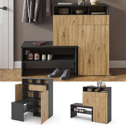 Armoire à Chaussures Selena 39459 Gris 124.5x102cm