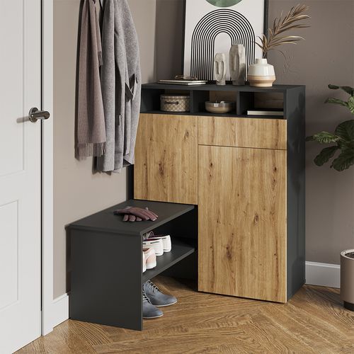 Armoire à Chaussures Selena 39459 Gris 124.5x102cm