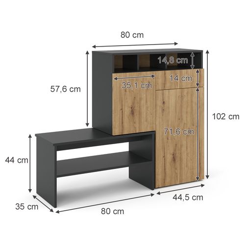 Armoire à Chaussures Selena 39459 Gris 124.5x102cm