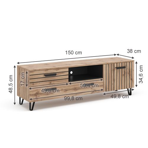 Meuble TV Amber 39573 Chêne 150x48.5cm