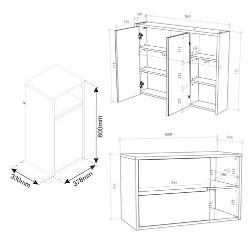 Meubles Bain Viola 39707 Blanc 3 Parties