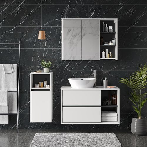 Meubles Bain Viola 39707 Blanc 3 Parties