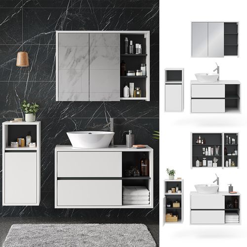 Meubles Bain Viola 39707 Blanc 3 Parties