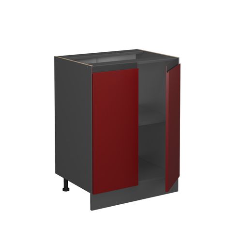 Meuble Bas De Cuisine R-line 39715 Rouge 60cm J-shape, Sans Pt