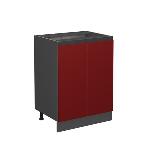 Meuble Bas De Cuisine R-line 39715 Rouge 60cm J-shape, Sans Pt