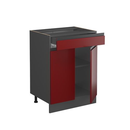Meuble Cuisine R-line 39718 Rouge 60cm J-shape, Avec Tiroir, Sans Pt