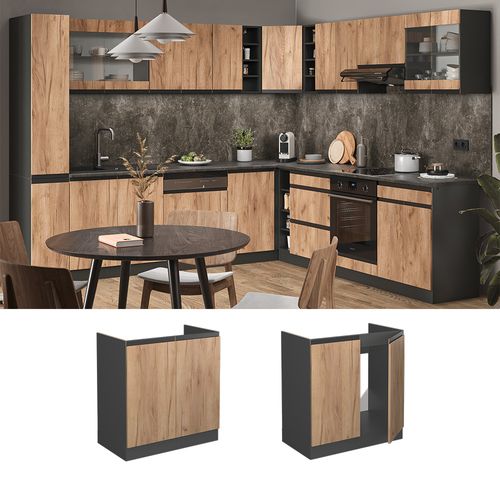 Meuble Cuisine R-line 39720 Chêne De Force Doré 80cm J-shape, Sans Pt