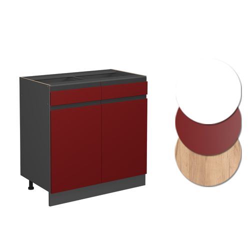 Meuble Cuisine R-line 39724 Rouge 80cm J-shape, Sans Pt