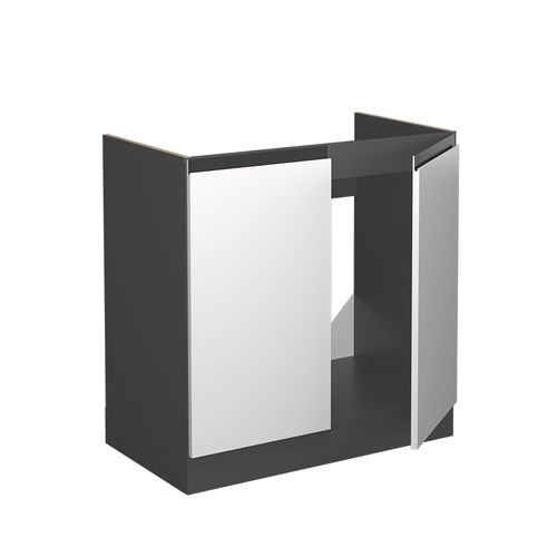 Meuble Bas Sous-évier R-line 39722 Blanc 80cm J-shape, Sans Pt