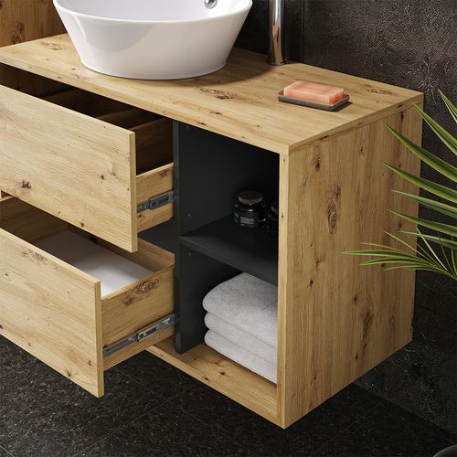 Meubles Bain Viola 39710 Chêne Artisan 4 Parties