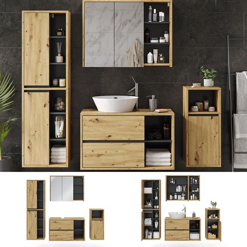 Meubles Bain Viola 39710 Chêne Artisan 4 Parties