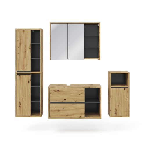 Meubles Bain Viola 39710 Chêne Artisan 4 Parties