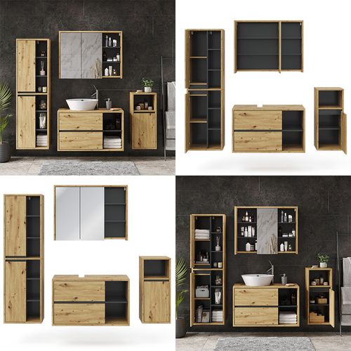 Meubles Bain Viola 39710 Chêne Artisan 4 Parties