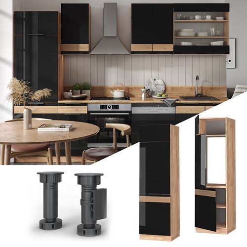 Armoire Pour Frigo Fame-line 39931 Chêne Noir Brillant 60cm