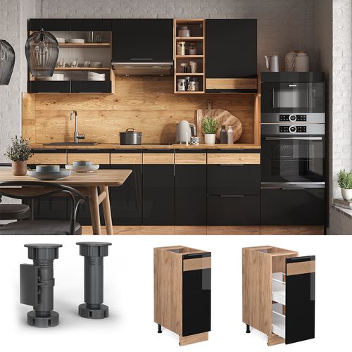 Meuble De Cuisine Fame-line 39933 Chêne Noir Brillant 30cm Sans Pt