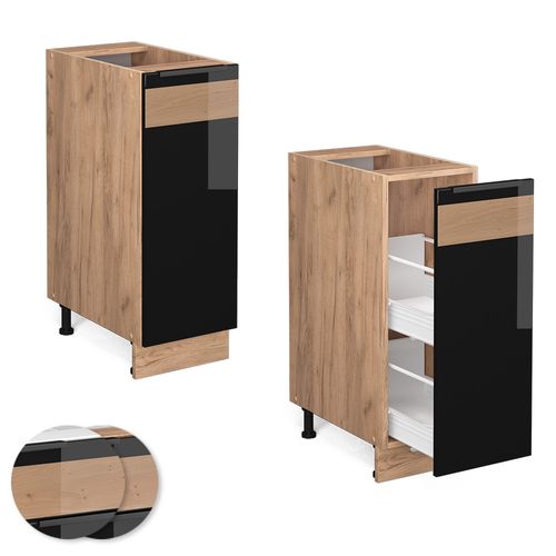 Meuble De Cuisine Fame-line 39933 Chêne Noir Brillant 30cm Sans Pt