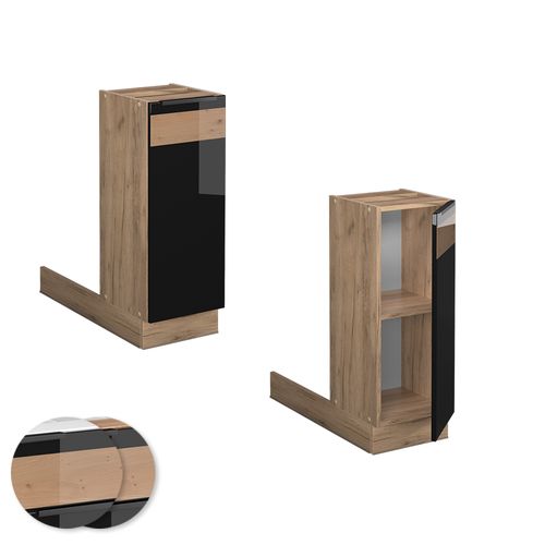 Îlot De Cuisine Fame-line 39940 Chêne Noir Brillant 30cm Sans Pt