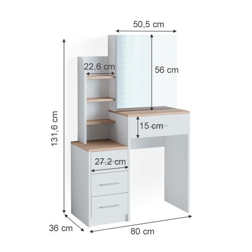 Coiffeuse Conrada 39789 Blanc/sonoma 80cm