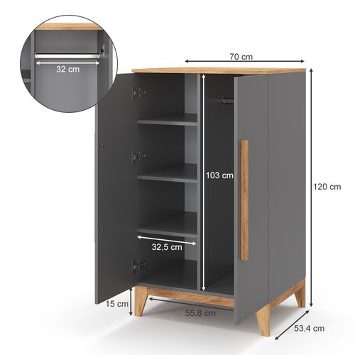 Armoire Pour Enfants Malia 39967 Gris 70x120cm