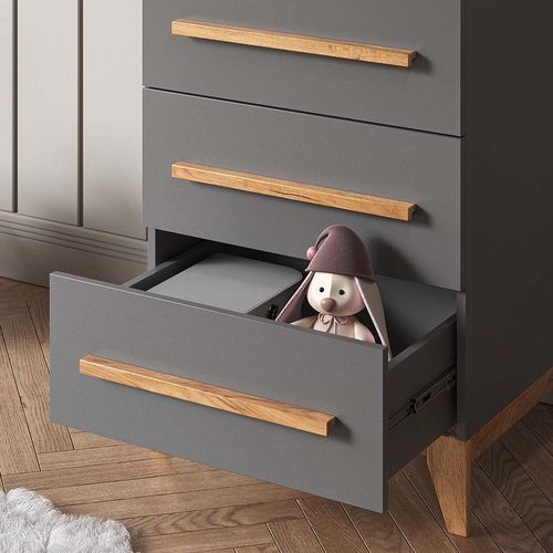 Chevet Avec Tiroirs Malia, Gris, 60x88cm