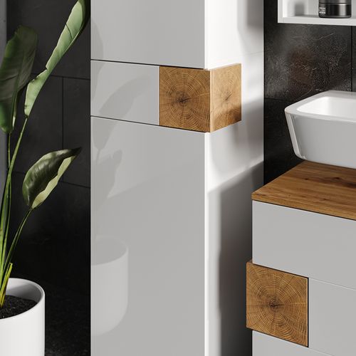 Colonne De Salle De Bain Eden, Blanc, 40x184.2cm Avec 2 Portes Et Un Tiroir