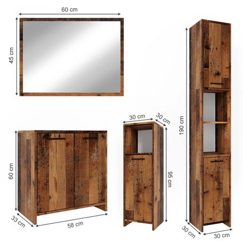 Meubles Bain Kiko 40110 Chêne Rustique 4 Pièces