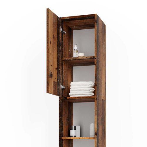 Meubles Bain Kiko 40109 Chêne Rustique 3 Pièces, Avec Armoire Haute