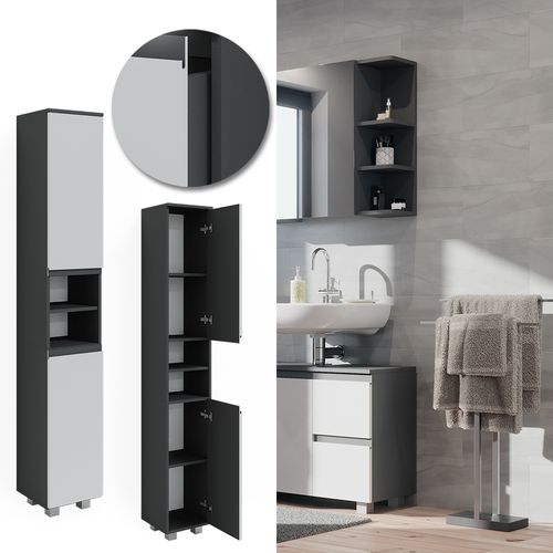 Colonne De Salle De Bain J-shape, Blanc, 30x190cm