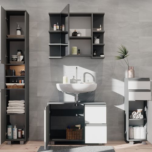 Meubles Bain J-shape 40132 Anthracite 4 Pièces