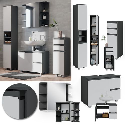 Meubles Bain J-shape 40132 Anthracite 4 Pièces