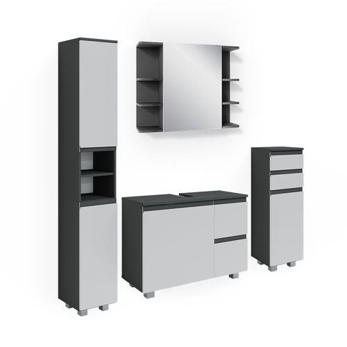 Meubles Bain J-shape 40132 Anthracite 4 Pièces