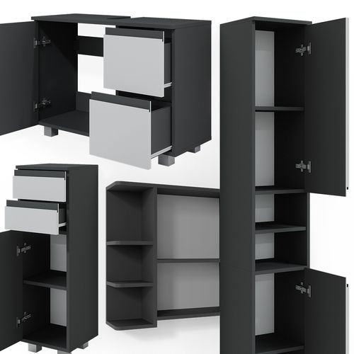 Meubles Bain J-shape 40132 Anthracite 4 Pièces