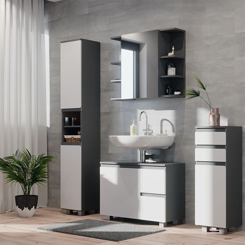 Meubles Bain J-shape 40132 Anthracite 4 Pièces