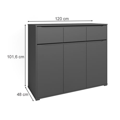 Commode Avec Tiroirs Ruben 40106 Anthracite 48x101.6cm