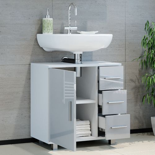 Meuble Sous Vasque Simple Ilias 40133 Blanc Haute Brillance 60x60.8cm