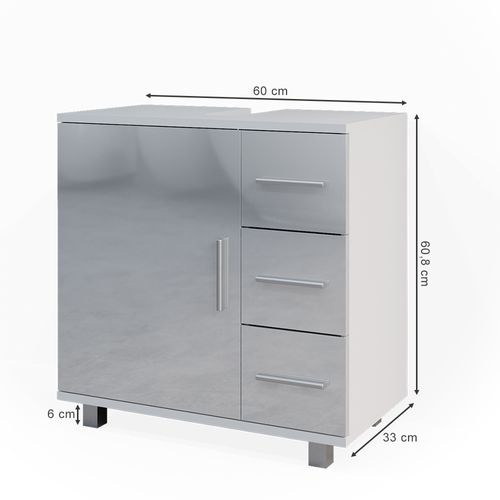 Meuble Sous Vasque Simple Ilias 40133 Blanc Haute Brillance 60x60.8cm