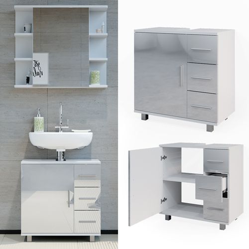 Meuble Sous Vasque Simple Ilias 40133 Blanc Haute Brillance 60x60.8cm