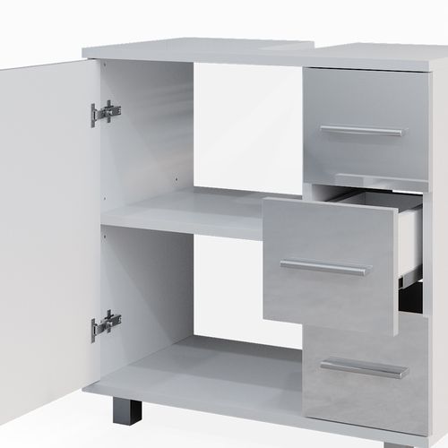 Meuble Sous Vasque Simple Ilias 40133 Blanc Haute Brillance 60x60.8cm