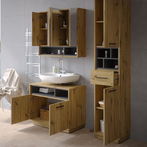 Ensemble Meubles Bain Beatrice, Chêne Artisan, 3 Pièces