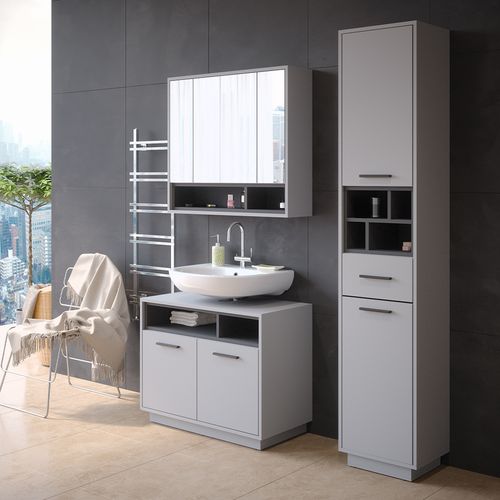 Ensemble Meubles Bain Beatrice, Gris, 3 Pièces