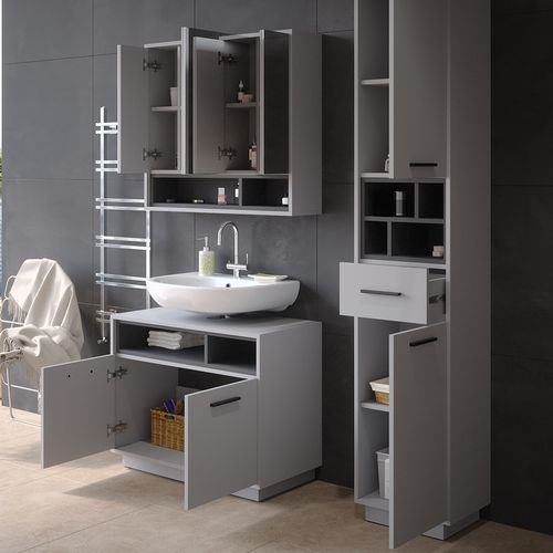 Ensemble Meubles Bain Beatrice, Gris, 3 Pièces